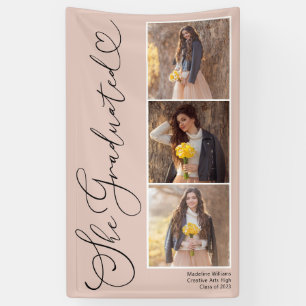 Elegantes Script Heart 3 Foto Abschluss Banner