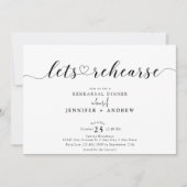 Elegantes Script Heart | Abendessen Probe Einladung (Vorderseite)