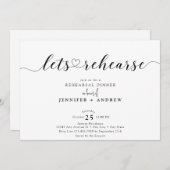 Elegantes Script Heart | Abendessen Probe Einladung (Vorne/Hinten)