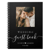 Elegantes Script Heart Foto Wedding Guest Book