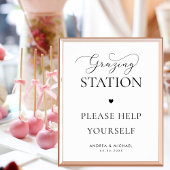 Elegantes Script Heart Grazing Station Wedding Sig Poster