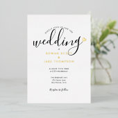 Elegantes Script Heart Minimalistisch Wedding Folieneinladung (Stehend vorne)