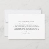 Elegantes Script Heart Modern Wedding Foto Dankeskarte (Rückseite)