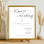 Elegantes Script Heart Open Seating Wedding Sign Sockelschild