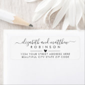 Elegantes Script Heart Wedding Return Address Labe (Insitu)