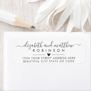 Elegantes Script Heart Wedding Return Address Labe