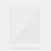 Elegantes Script Heart Wedding Tischnummer 10 Acrylschild (Vorderseite)