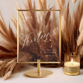 Elegantes Script Heart Wedding Tischnummer Dreizeh Acrylschild