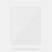 Elegantes Script Heart Wedding Tischnummer Dreizeh Acrylschild (Vorderseite)