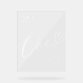 Elegantes Script Heart Wedding Tischnummer One Acrylschild (Vorderseite)