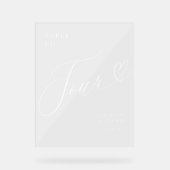 Elegantes Script Heart Wedding Tischnummer Vier Acrylschild (Vorderseite)