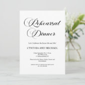 Elegantes Script Hochzeit Probe Dinner Einladung (Stehend Vorderseite)
