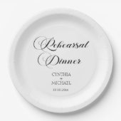 Elegantes Script Hochzeit Probe Dinner Pappteller (Vorderseite)