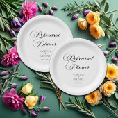 Elegantes Script Hochzeit Probe Dinner Pappteller