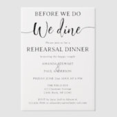 Elegantes Script Hochzeit Probe Dinner Pergament Einladungen (Vorderseite)