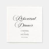 Elegantes Script Hochzeit Probe Dinner Serviette (Vorderseite)