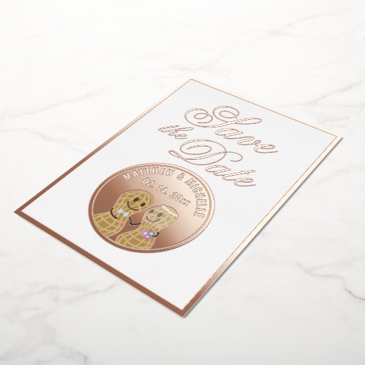 Elegantes Script Hochzeitbild Save the Date Folieneinladung (Gedreht)