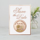 Elegantes Script Hochzeitbild Save the Date Folieneinladung (Stehend vorne)