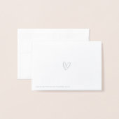 Elegantes Script-Hochzeitsdetails-Silver Folienkarte (Rückseite mit Umschlag)