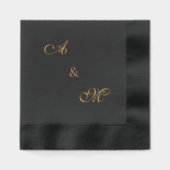Elegantes Script Hochzeitsinitials Gold geprägt Servietten Mit Folie (Vorderseite)