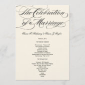 Elegantes Script-Hochzeitsprogramm - Black Off Whi Programm (Vorderseite)