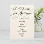 Elegantes Script-Hochzeitsprogramm - Black Off Whi Programm (Stehend Vorderseite)
