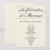 Elegantes Script-Hochzeitsprogramm - Black Off Whi Programm (Vorne/Hinten)