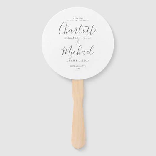 Elegantes Script-Hochzeitsprogramm Fächer (Vorderseite)