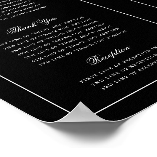 Elegantes Script-Hochzeitsprogramm im Freien Downl Poster (Ecke)