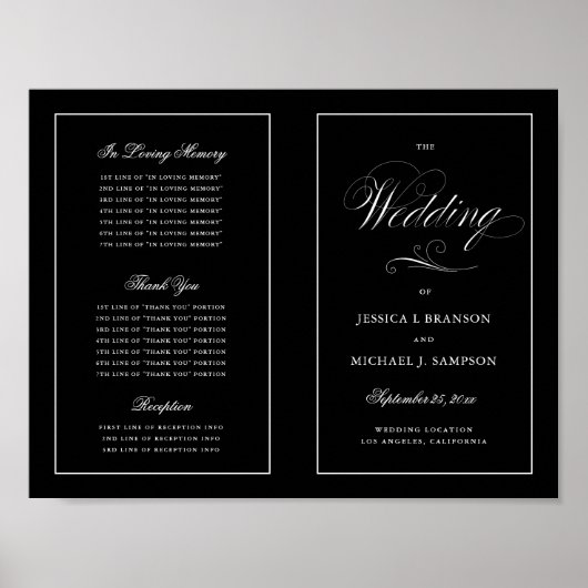 Elegantes Script-Hochzeitsprogramm im Freien Downl Poster (Vorne)