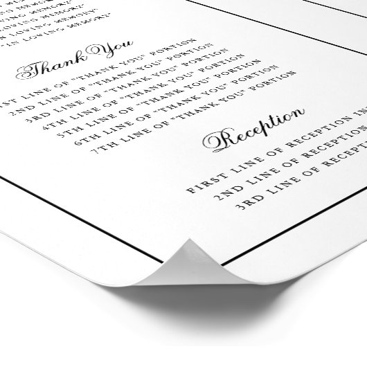 Elegantes Script-Hochzeitsprogramm im Freien Downl Poster (Ecke)