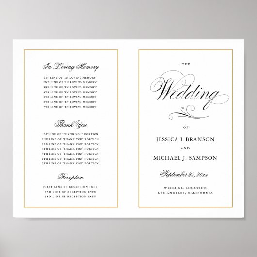 Elegantes Script-Hochzeitsprogramm im Freien Downl Poster (Vorne)