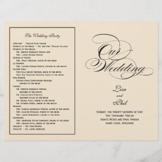 Elegantes Script-Hochzeitsprogramm - Schwarz & Aus
