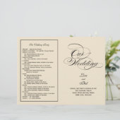 Elegantes Script-Hochzeitsprogramm - Schwarz & Aus (Stehend Vorderseite)
