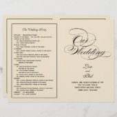 Elegantes Script-Hochzeitsprogramm - Schwarz & Aus (Vorne/Hinten)