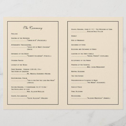 Elegantes Script-Hochzeitsprogramm - Schwarz & Aus (Rückseite)