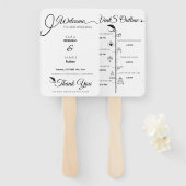 Elegantes Script-Hochzeitsprogramm und Zeitplan Fächer (Vorne und Hinten)