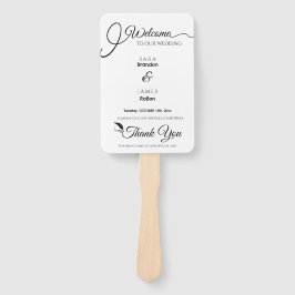 Elegantes Script-Hochzeitsprogramm und Zeitplan Fächer