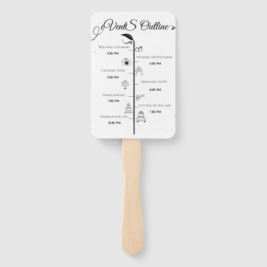 Elegantes Script-Hochzeitsprogramm und Zeitplan Fächer (Rückseite)