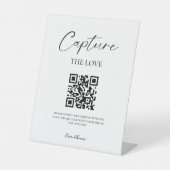 Elegantes Script Hochzeitsskript-Foto - QR-Code Sockelschild (Vorderseite)