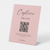 Elegantes Script Hochzeitsskript-Foto - QR-Code Sockelschild (Vorderseite)