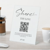 Elegantes Script Hochzeitsskript-Foto - QR-Code Sockelschild (In SItu)