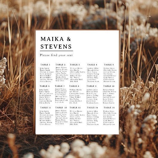 Elegantes Script Hochzeitstisch-Seekartenschaum Poster