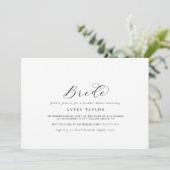 Elegantes Script Horizontal Bride Brautparty Einladung (Stehend Vorderseite)