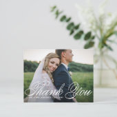 Elegantes Script Horizontal Foto Hochzeit Vielen D Postkarte (Stehend Vorderseite)