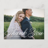 Elegantes Script Horizontal Foto Hochzeit Vielen D Postkarte (Vorderseite)
