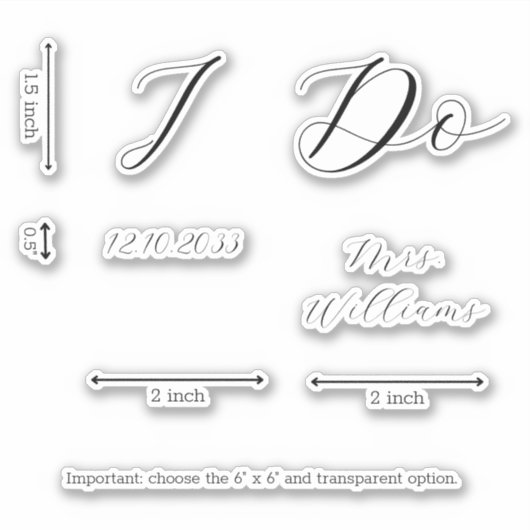Elegantes Script I Do Bride Wedding Shoe Vinyl Dec Aufkleber (Vorderseite)