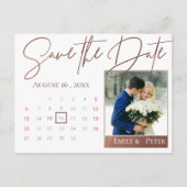 Elegantes Script Imitats Rose Gold Wedding Foto Ankündigungspostkarte (Vorderseite)