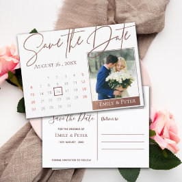 Elegantes Script Imitats Rose Gold Wedding Foto Ankündigungspostkarte