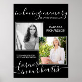Elegantes Script in Love Memory 2 Foto Beerdigung Poster (Vorne)